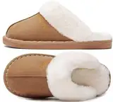 Donpapa Hausschuhe Damen Herren Winter Warme Plüsch with Memory Foam Faux Lammfell Pantoffeln Flauschige Rutschfeste Slippers Indoor Outdoor Chestnut 40.5-42