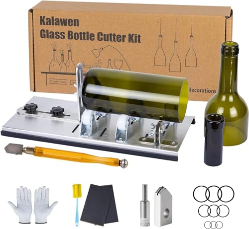 Kalawen Flaschenschneider 5 Verstellbares Rad Glasschneider für Flaschen Set Edelstahl Bottle Cutter DIY-Werkzeug zum Schneiden von runden Flaschen und Flaschenhals