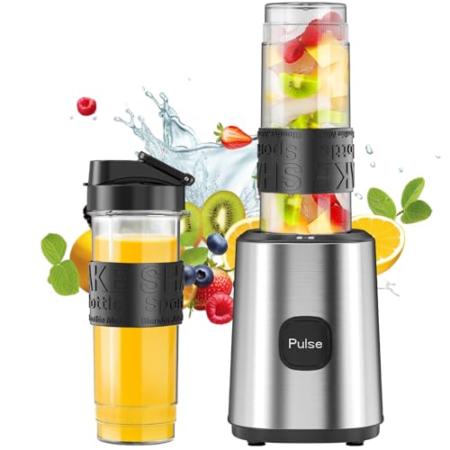Mixer, Smoothie Maker, Standmixer, 500W Smoothie Mixer mit 2x570ml Smoothie Flaschen BPA frei Tritan,Tragbarer Blender Smoothie Maker aus Edelstahl 4-Klingen-System,für Jede Art von Shake und Smoothie