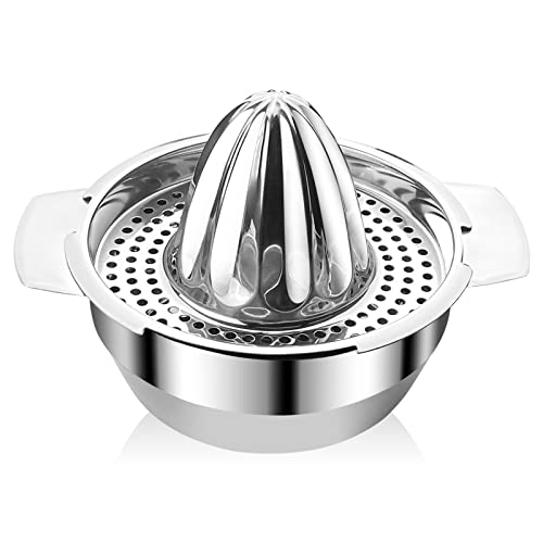 Avesteir Zitronenpresse Edelstahl, Durchmesser-13,6 cm Zitruspresse Manuell mit Behälter 300ml Stark Robust Spülmaschinengeeignet, Zitronen Entsafter für Zitronen Orange Grapfruit und Zitrusfrüchte