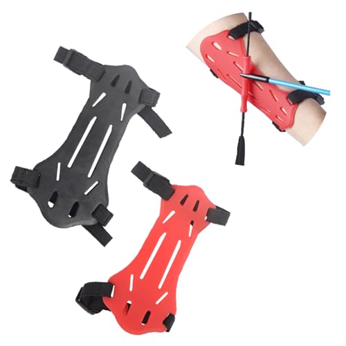 2-Pack Gummi Bogenschießen Arm Guard Jugend Unterarm Protektor Einstellbare 2-Riemen Schnallen für Kinder-Jugendschießen Praxis