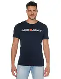 JACK & JONES Herren Jjecorp Logo Tee Crew Neck Noos T Shirt, Blau (Navy Blazer Detail: Slim Fit), XXL