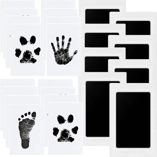 Baby Handabdruck und Fußabdruck Set, 8 pcs Baby Fussabdruck Set, Baby Abdruckset für Neugeborene, Pfotenabdruck Set Hund, Pfotenabdruck Set Katze, Clean Touch Stempelkissen für Baby Shower