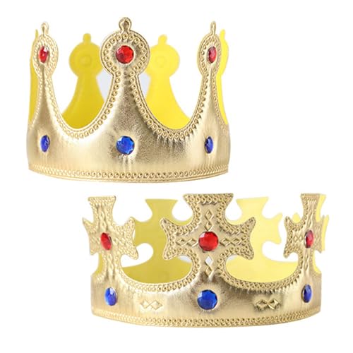 MIVAIUN 2 Stück Königskrone,Krone König,King Crown King Hat,Geburtstag Krone Hut Kinder Erwachsene,Party Zubehor,Geburtstag Königskrone Hüte für Geburtstagsfeier Kostümzubehör Mottoparty (Gold)