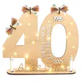 TaimeiMao Holz-Schild Gästebuch,Geldgeschenke Geburtstag 40,Gästebuch Geburtstag mit LED Lichterkette,40. Geburtstag Geldgeschenk Holz für Familie Freunde,Geburtstag Deko für Frauen & Männer