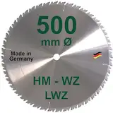 HM Sägeblatt 500 x 30 mm LWZ Hartmetall Präzision Kreissägeblatt 500mm Wechselzahn mit Spanabweiser Naturholz Brennholz Hartholz Leimholz Sägen Wippsäge Tischkreissäge Kreissäge Kappsäge Brennholzsäge