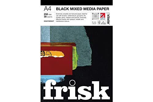 Frisk Black Mixed Media Papierblock, 250 g/m², 30 Blatt, A4