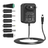 12V 2A Netzteil, Isisyu LED Trafo 12V Netzteil AC zu DC Adapter mit 7 DC Steckern, 12 Volt Netzteil Power Supply für LED Strip, CCTV Kamera, Router, Radio, Externe Festplatte, Yamaha Keyboard