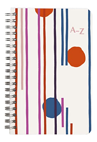 Clairefontaine 115786C - Punchy Line, Adressbuch mit Doppelspirale 11x17 cm, 50 Blatt, liniert, 90g, Motive sortiert, 1 Stück