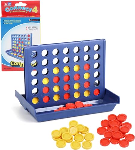 DERAYEE 4 gewinnt,Reise- und Taschenspiele,Brettspiel,Vier Gewinnt Spiel für Kinder,2 Spieler ab 6 Jahren(Blau)