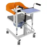 MINRS Hydraulischer Patientenlifter Transferstuhl Duschstuhl mit Rollen bis 100kg Toilettenstuhl für Senioren 180° geteilter Sitz für Kranke, Ältere, Behinderte, Schwangere Frauen Orange