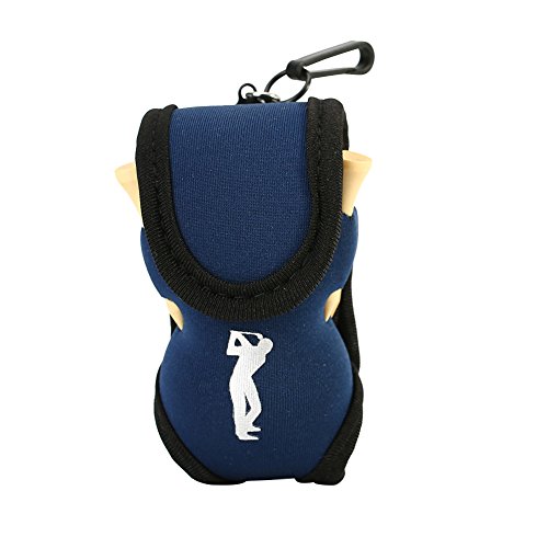 Dilwe VGEBY1 Golfball Tasche Tee Halter, Golfball Halterung Bag Mini Golfball Tasche Pouch Golfzubehör Mit Tees (1 Golfballtasche + 2 Golfbälle + 4 Golf Tees)(Blau)