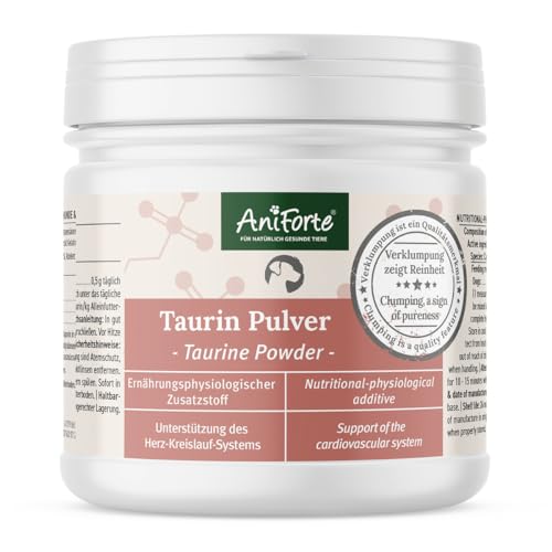 AniForte Taurin für Hunde 100g - 100% rein, Aminosäuren unterstützen Abwehrkräfte & Zellstoffwechsel, zur Erhaltung von Herzfunktion & Herzkreislaufsystem