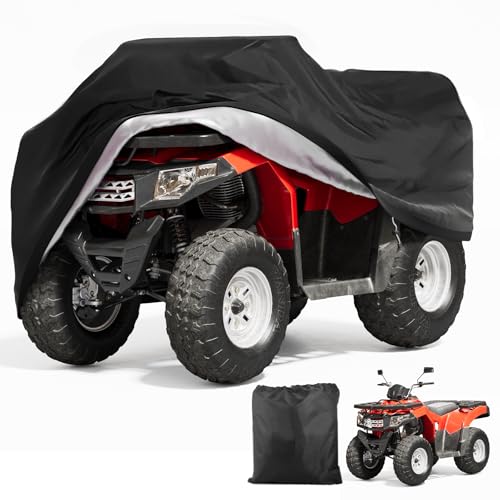 XXXL Quad ATV Abdeckplane Fahrzeug Abdeckung Schutz Cover,Wasserdicht Abdeckung strapazierfähig für jedes Wetter 4-Rad-Abdeckung Winterfest Staub Regen UV-Schutz Schwarz 210 * 120 * 115cm