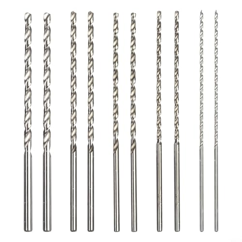 10 x extra lange Hochgeschwindigkeitsstahl-Bohrer-Sets, gerader Schaft, Bohrer-Set, Holzbohrer-Set, Durchmesser 2–5 mm, Länge 150 mm