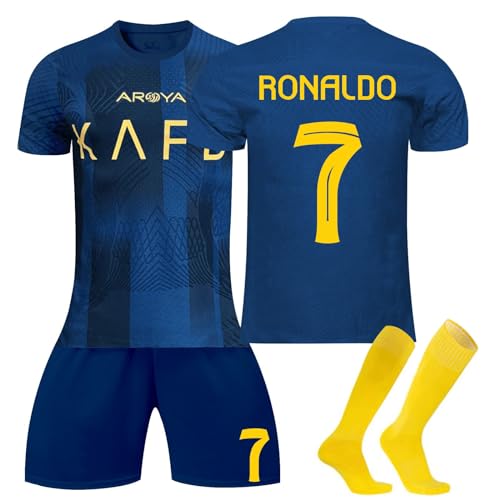 Umiquansome Trikot für Kinder 23/24 Al NASSR FC No.7 Fußball Trikot Heim/Auswärtstrikot Fussball Trikot Football Jersey Fußballtrikot Kinder, Shorts und Socken Fussball Set für Junge Herren Anzug