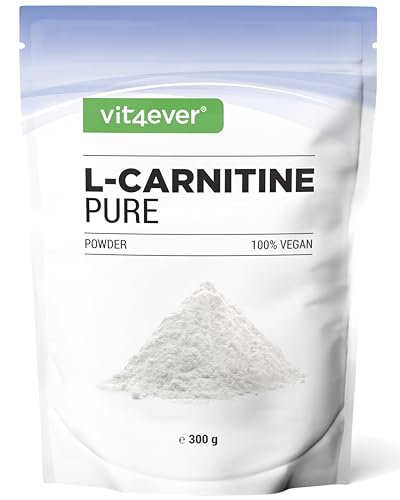 L-Carnitin Pure - 300 g reines Pulver ohne Zusätze - 100% L-Carnitin Tartrat - 100 Portionen mit 3000 mg Carnitinpulver - Laborgeprüft - Vegan - Hochdosiert - Premium Qualität