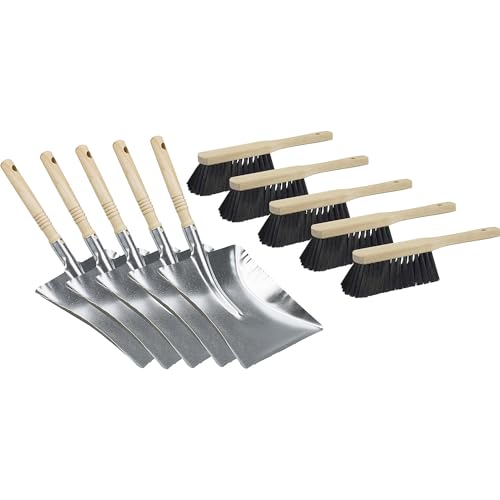 eurokraft | basic | Kehrset | Kehrblech mit Industriehandfeger | VE 5 Stk | Schaufelmaß 260 x 280 mm