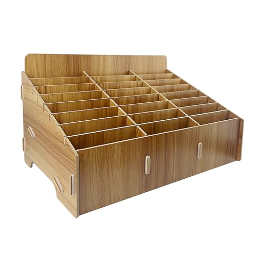 Jyvex 24 Fächer Handy-Aufbewahrungsbox Holz,Handygarage Schule, Handy Aufbewahrungs Klassenzimmer, Multi-Grid-Telefonbox,Handy-Desktop-Organizer für Klassen Zimmer Büro-Tagungsraum Telefon-Display