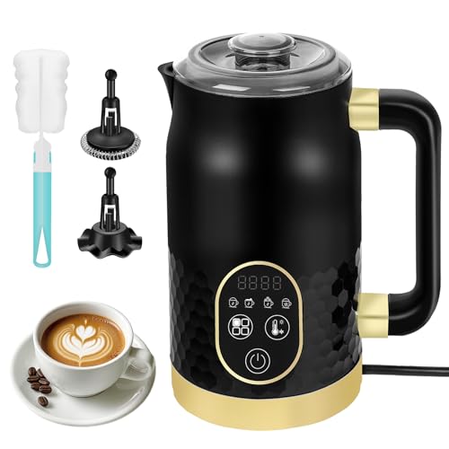 Elektrischer Milchaufschäumer - 4 in 1 Milchaufschäumer für heiße Schokolade mit Temperaturkontrolle Automatischer Milchaufschäumer für heißen und kalten Schaum mit 2 Schneebesen für Cappuccino, Latte
