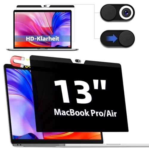 IPROKKO Magnetischer Blickschutzfilter für MacBook Pro 13 Zoll (2016-2022,M1,M2)&MacBook Air 13 (2018-2021,M1), Abnehmbar Anti Glare Blaulicht Mac 13,3 Zoll Laptop Sichtschutzfolie Sichtschutz