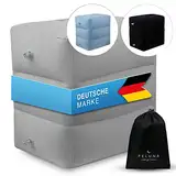 Feluna® Fußablage Fußstütze Fußauflage; Reisekissen für Zug, Auto & Flugzeug-Kissen, aufblasbares Travel Strand- & Campingkissen Multifunktionskissen bis zu 45x30x42 cm (Grau)