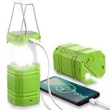 LED Campinglampe Solar Camping Licht Laterne Eingebaute 3000mAh Akku Faltbare Camping Hängelampe mit Handkurbel und Taschenlampe Notfallleuchte für Stromausfällen, Wandern, Notfall, Ausfälle, Outdoor