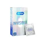 Durex Invisible Kondome – Dünn, transparent, mit Silikongleitgel befeuchtet, angenehmer Geruch – 12er Pack (1 x 12 Stück)