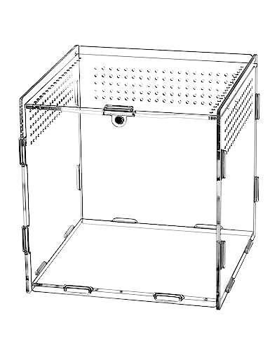 QWORK® Reptil Fütterungsbox aus Acryl, Feeding Box, 15×15×15cm für Gottesanbeterin, Spinnen, Eidechsen, Schnecken