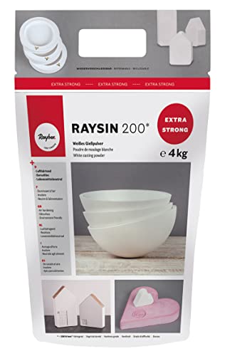 Rayher 34410102 Raysin 200 Gießpulver 4kg, Gießpulver weiß, Reliefgießpulver, lufthärtend und geruchslos