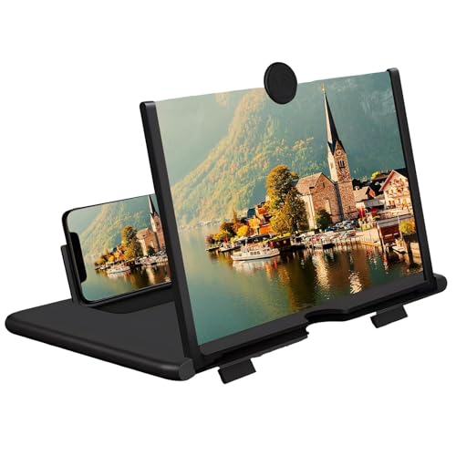 SUNERLORY 14 Zoll Handy Bildschirm Vergrößerungsglas, 3D Bildschirmlupe für Smartphones Faltbarer HD Handylupe für Filme, Videos, Gaming, für alle Smartphones(Schwarz)