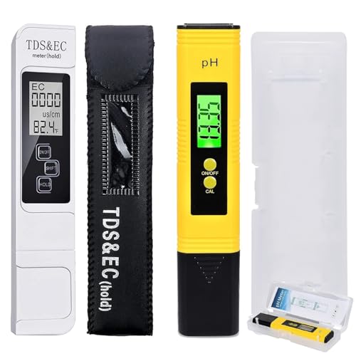 Funmo PH Messgerät, PH TDS EC und Temperatur 4 in 1 Set, Wasserqualität Tester mit hoher Genauigkeit, Pool Tester mit LCD-Display, Leitfähigkeitsmesser für Schwimmbad, Trinkwasser, Aquarium