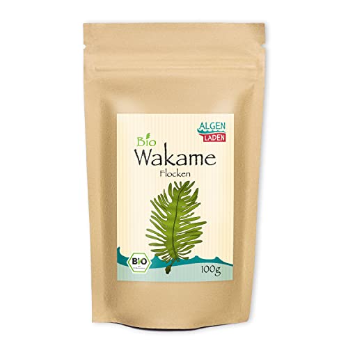 ALGENLADEN BIO Wakame Flakes - 100 g | Instant Algen aus dem Atlantik | Rohkost | Vegan | zu Dashi und Misosuppe