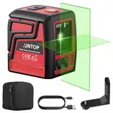 XUNTOP Kreuzlinienlaser Grün 30m Selbstnivellierend Laser Wasserwaage ± 3mm/5m Wiederaufladbarer IP54 Wasserdicht mit magnetischer Halterung Kreuzlaser für Baustellen, Bildaufhängen, DIY
