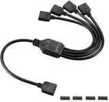 upHere gaming ARGB Splitter 1zu 4 Splitterkabel Y-Kabel 5V 3PIN ADRESSABLE RGB,Splitter für Gehäuselüfter Splitterkabel Verlngerung,Schwarz，30cm