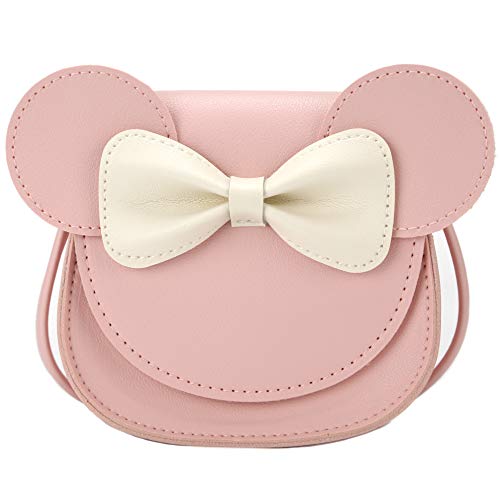 QiMing Little Mouse Ear Bow Crossbody Purse,PU-Schultertasche für Kinder Mädchen Kleinkinder