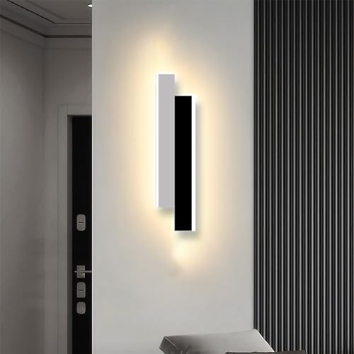 niuniaj Wandleuchte Innen 10W Acry LED Wandlampe 40 cm Lange Modern Flurlampe für Flur Wohnzimmer Schlafzimmer und Andere Innenszenen 4000K Neutralweiß Licht RA≥80 (Weiß+Schwarz)