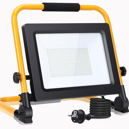 Aigostar LED Baustrahler 100W 8800LM (Ersetzt 880W)，LED Arbeitsleuchte mit Stecker，Wasserdichtes Arbeitsscheinwerfer Bauscheinwerfer，für Werkstatt oder Baustelle，Garage， 6500K Tageslichtweiß