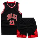 Little Boys 2 Piece Sleeveless Basketball Training Jersey and Pants(Schwarz,S)