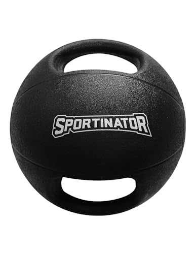 SPORTINATOR® Training's Medizinball in grau/schwarz, mit Gewichtsangabe auf dem Ball, ideal für das Kraft- und Konditionstraining. Größe 1 bis 10, Gewicht von 1 kg bis 10 kg (10)