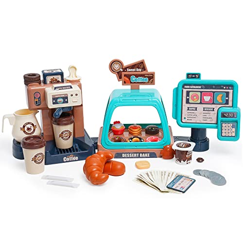 HOMCENT Kaffeemaschine Kinder, Rollenspiel Spielzeug mit Kaffeemaschine, Kaffeemaschine für Kinder Geburtstag, Grün