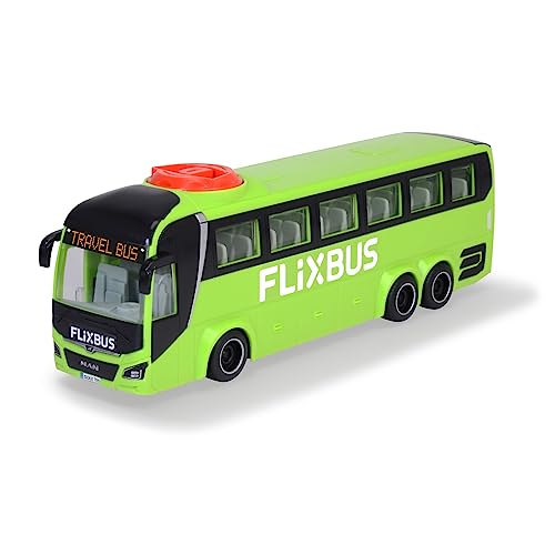 Dickie Toys - Spielzeug-Bus Man FlixBus (grün) – lenkbarer Reise-Bus (26,5 cm) zum Spielen für Kinder ab 3 Jahren, Spielzeugauto mit Lenkung & Türen zum Öffnen