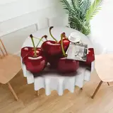 EVANEM Chilenische Kirschen Tischdecke, 152,4 cm, rund, knitterfrei, dekorative Tischdecke, maschinenwaschbar, für Restaurants, Picknicks, Hochzeiten und Partys