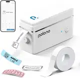 POLONO Etikettendrucker, P31s Bluetooth Etikettiergerät Selbstklebend Beschriftungsgerät Mini Label Printer Tragbarer Labeldrucker mit iOS Android,Für Zuhause, Büro, Weiß