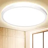 Deckenlampe LED Deckenleuchte Flach Rund - Weiß 18W 4000K 1600LM IP44 Modern Badezimmer LED Lampe Badlampe Decke Küchenlampe für Bad Flur Balkon Schlafzimmer Wohnzimmer Küche Keller Ultra Dünn Ø22 CM