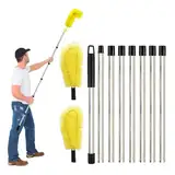 Yallmie 310cm Dachrinnenreinigungsbürsten, Dachrinnenreinigungswerkzeuge Dachrinnenreiniger mit Teleskopstange, Dachrinnen Reinigung Teleskop zur Reinigung Von Blättern, Schmutz und Bösen (Gelb)