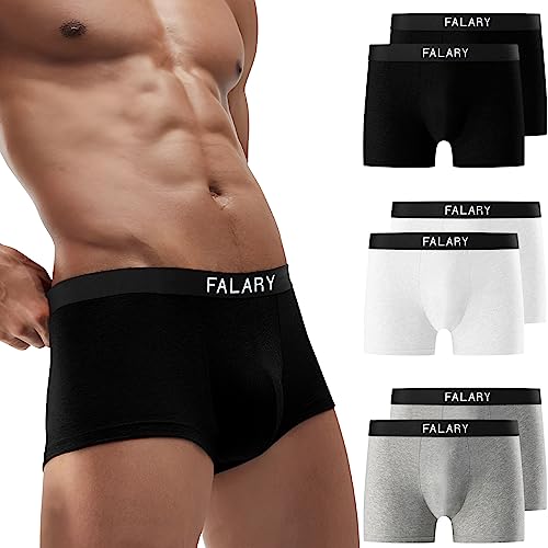 FALARY Unterhosen Männer Boxershorts Herren Baumwolle Retroshorts UnterwäSche Shorts Boxer Ohne Kratzenden Zettel Sportunterhosen für Herren 6er Pack（Schwarz/Weiß/Grau,M）