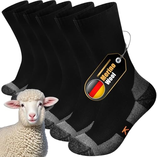kaciixaa Merino Wandersocken Herren & Damen,Outdoor Socken Sportsocken, Merinowolle Trekkingsocken Sneakersocken Laufsocken für Herren & Damen[Schwarz,L]