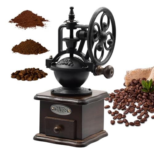 BSDLZCH Manuelle Kaffeemühle, Vintage-Stil hölzerne Kaffeemühle Walze Getreidemühle Handkurbel Kaffeemühlen (Braun)