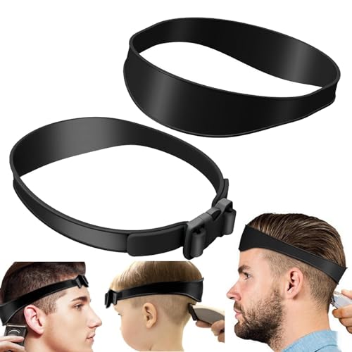 2Stücke Verstellbare Haarschneide Anleitung Gebogenes Haarschnitt Band Haarschnittband Silikon Rasierschablone Haarschnitt Schablone Einfach Schnell Halsausschnitt-Rasierschablone(COLOR:schwarz)